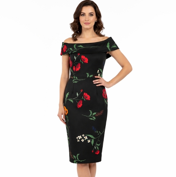 Calvin Klein Dresses & Skirts - Calvin Klein Off Shoulder Floral Midi Dress Sz 6
